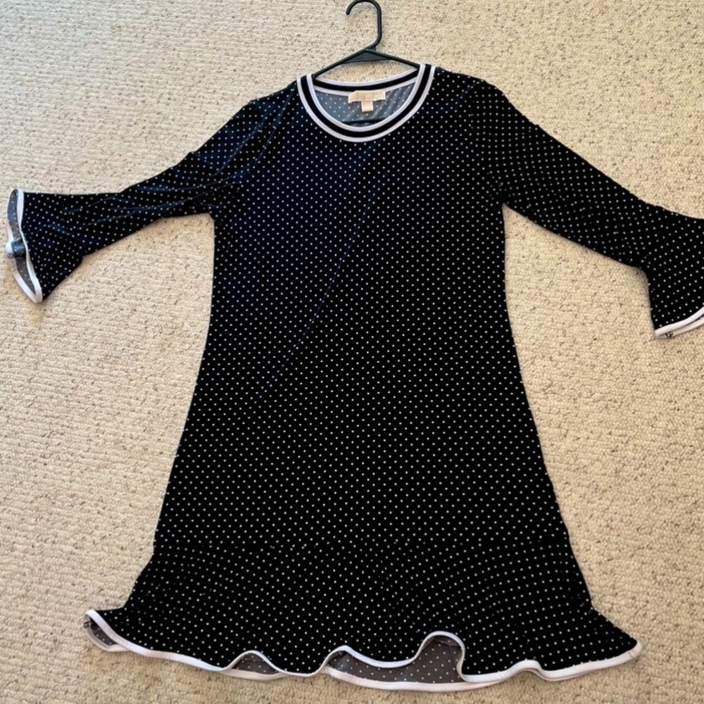 Michael kors long sleeve polka dot dress- size L